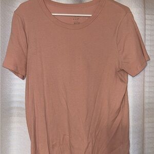 Ribbed Short Sleeve Top in Pink